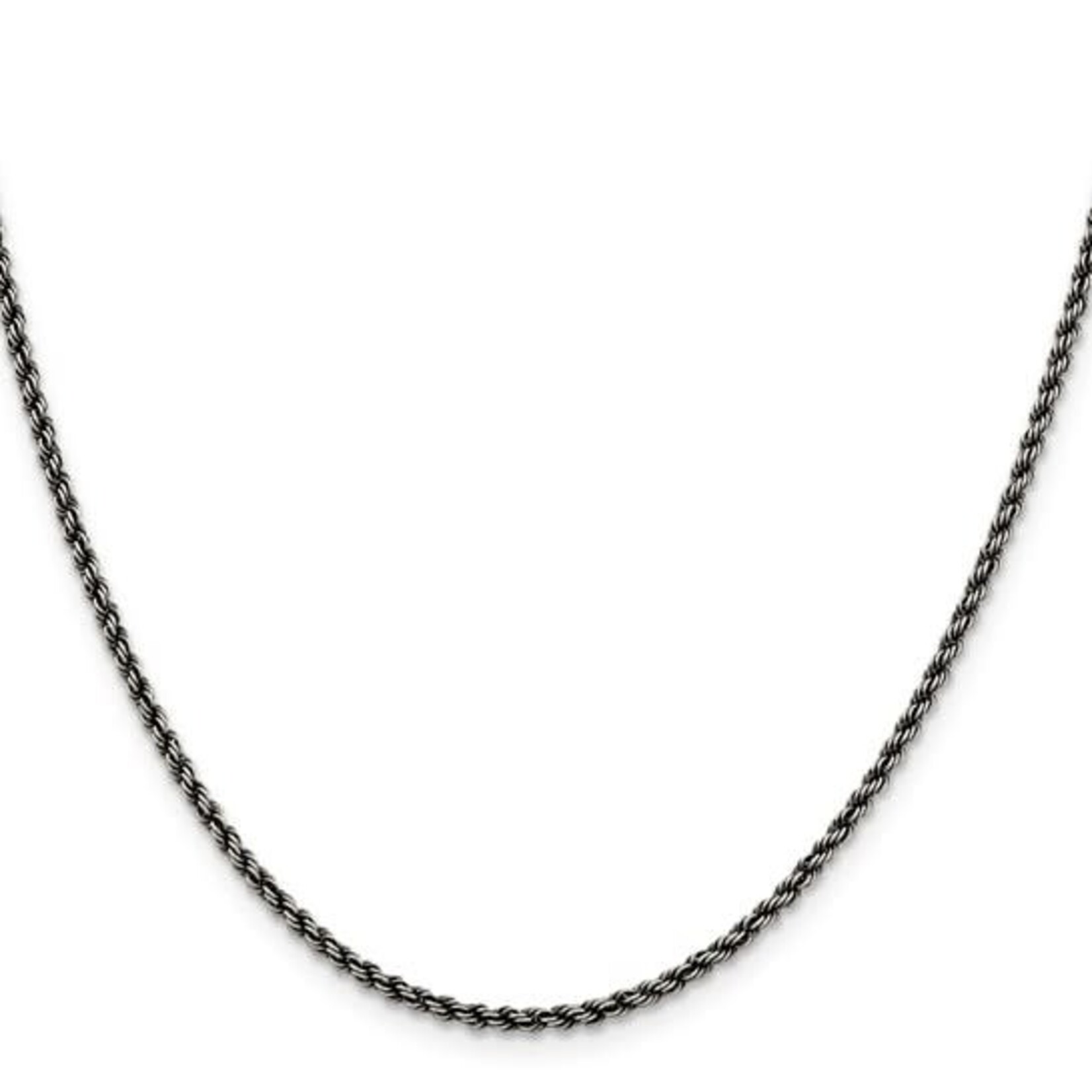Quality Gold Sterling Silver Ruthenium 2.3mm Rope Chain 26"