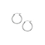 Sterling Silver Rhodium Plated 2x15mm Polished Hoops