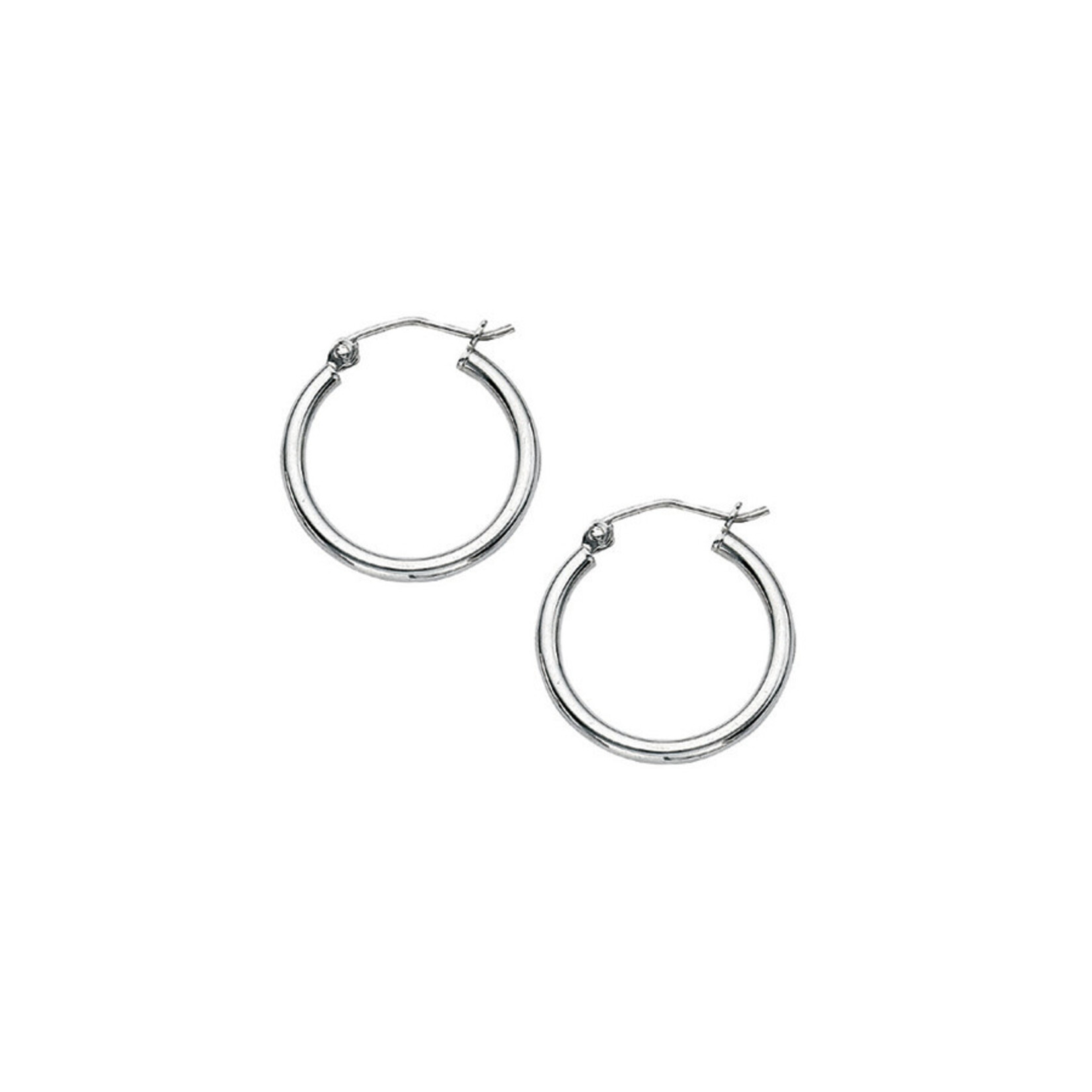 Sterling Silver Rhodium Plated 2x15mm Polished Hoops