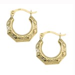 10K Yellow Gold Textured Hoops