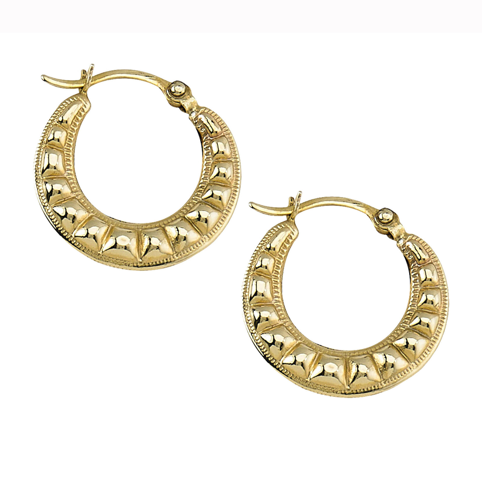 10K Yellow Gold Textured Hoops
