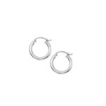 14K White Gold 2x15mm Polished Hoops