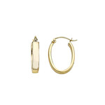 10K Yellow Gold Polished Oval Square Tube Hoops