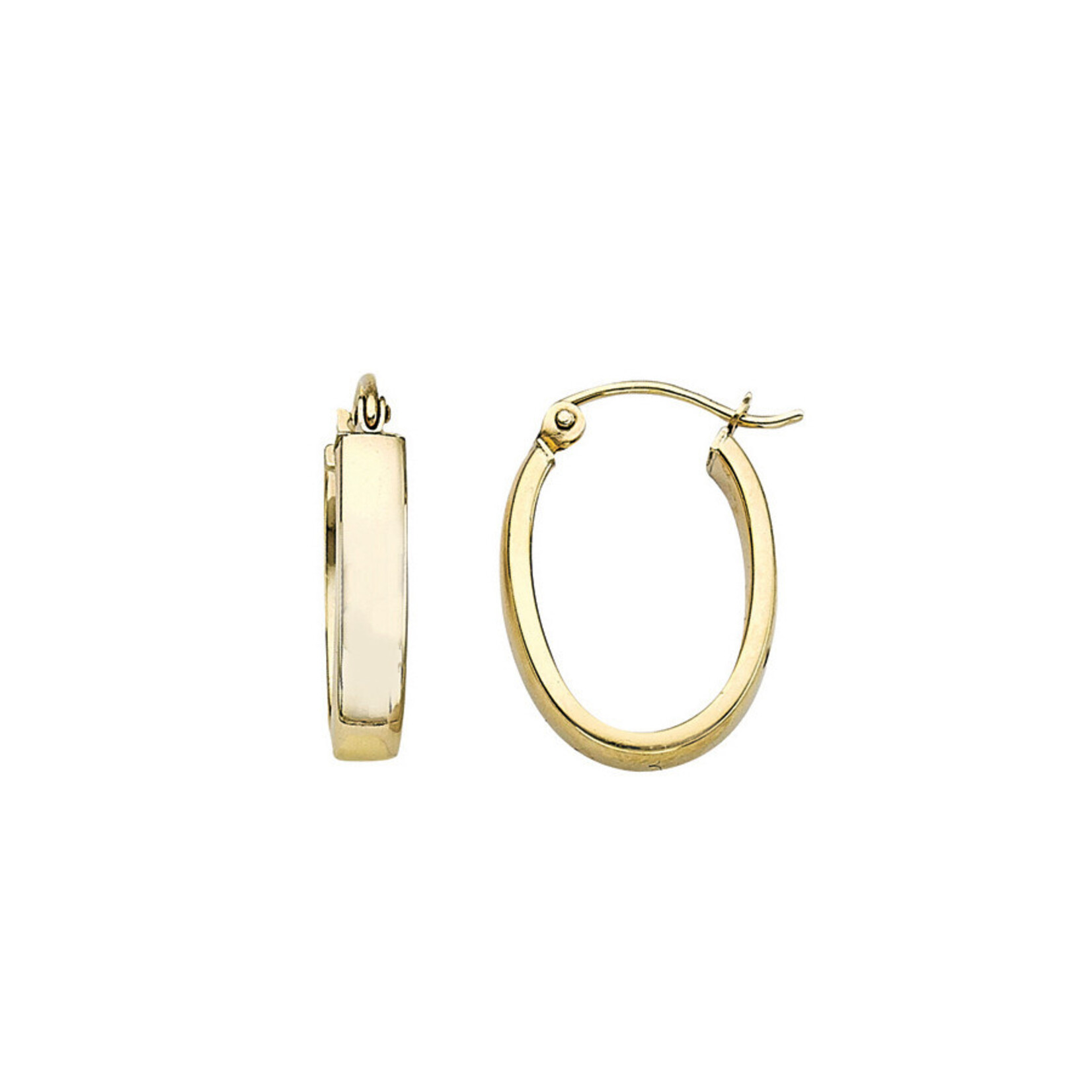 10K Yellow Gold Polished Oval Square Tube Hoops