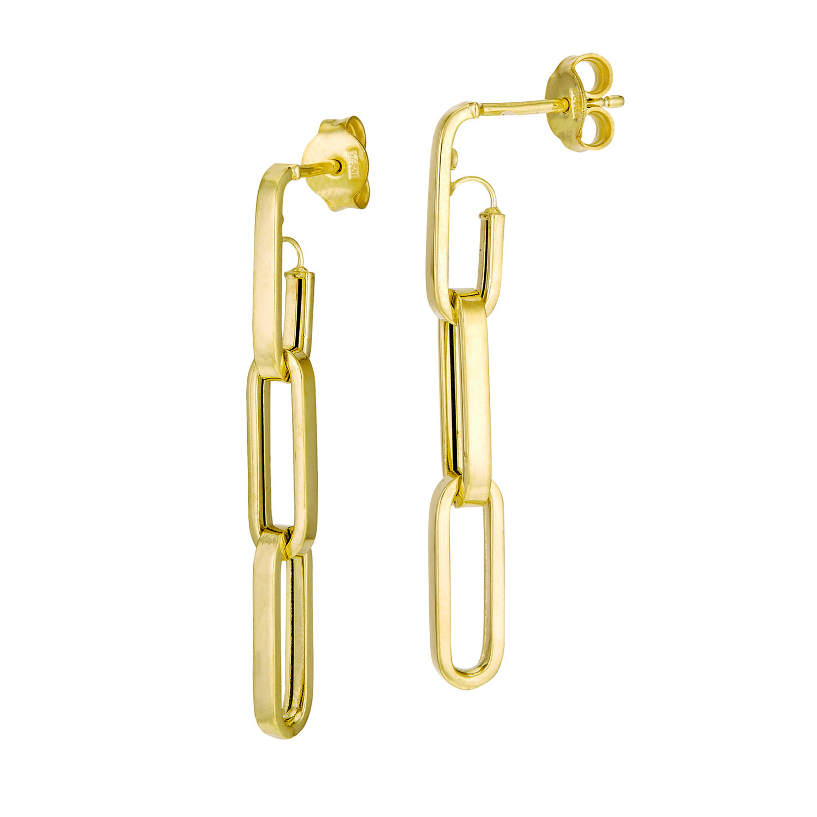 14K Yellow Gold Paperclip Link Earrings