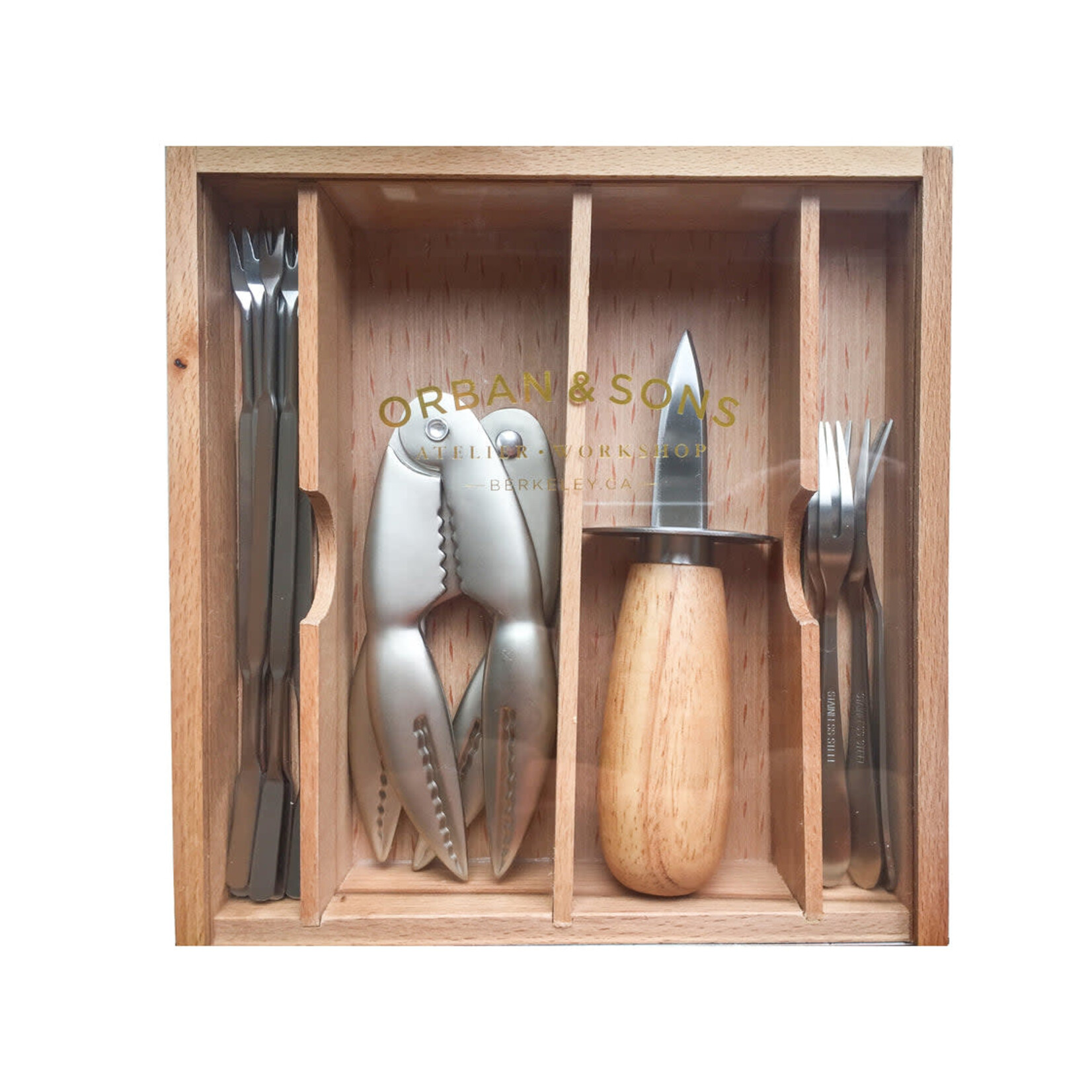 Orban & Sons Seafood Set with Cracker in Wooden Box