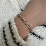 14k Yellow Gold Diamond Cuban Bracelet