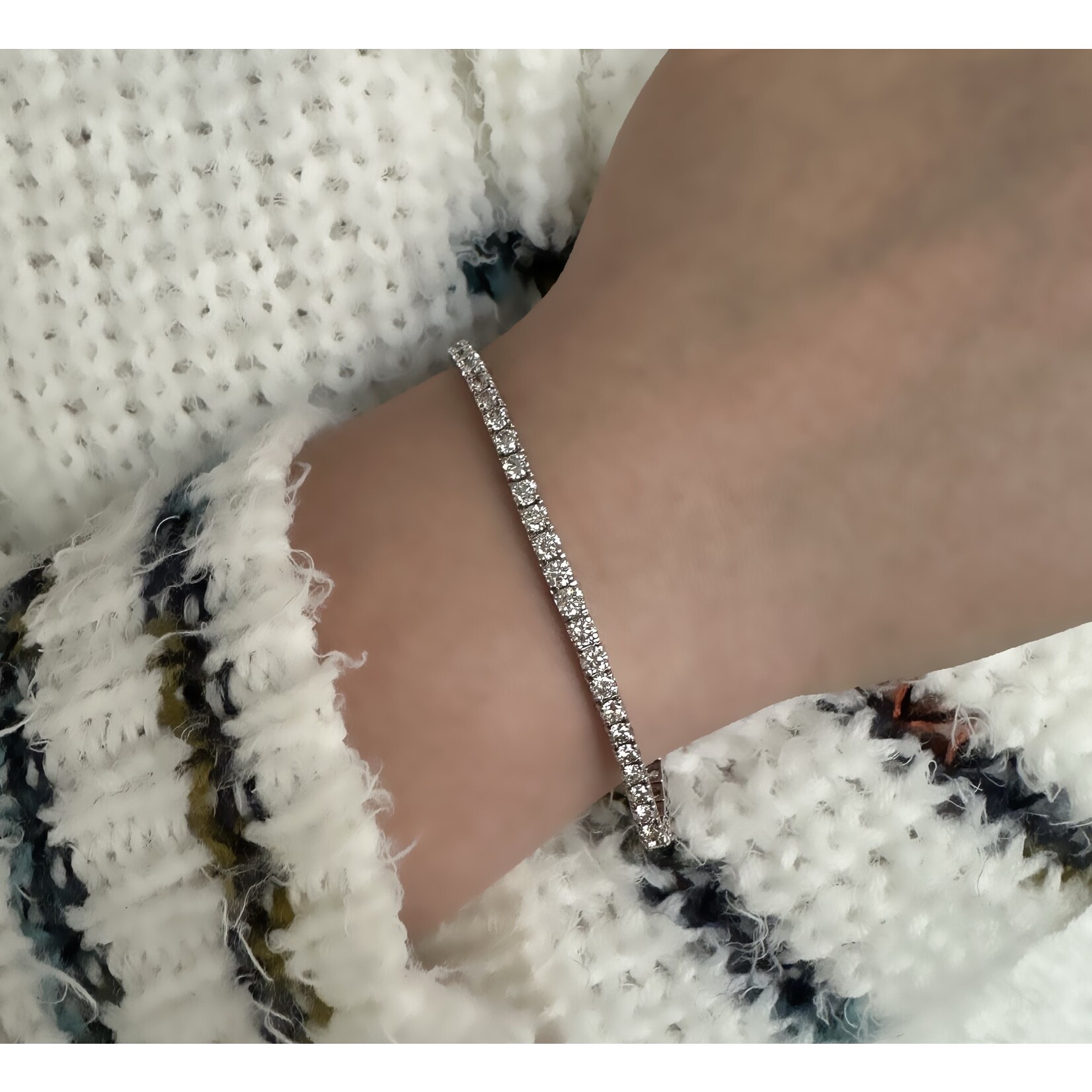 14K White Gold 7.00CTW Diamond Bracelet