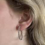 14k White Gold Diamond Inside-Out Hoops - 2.00CTW