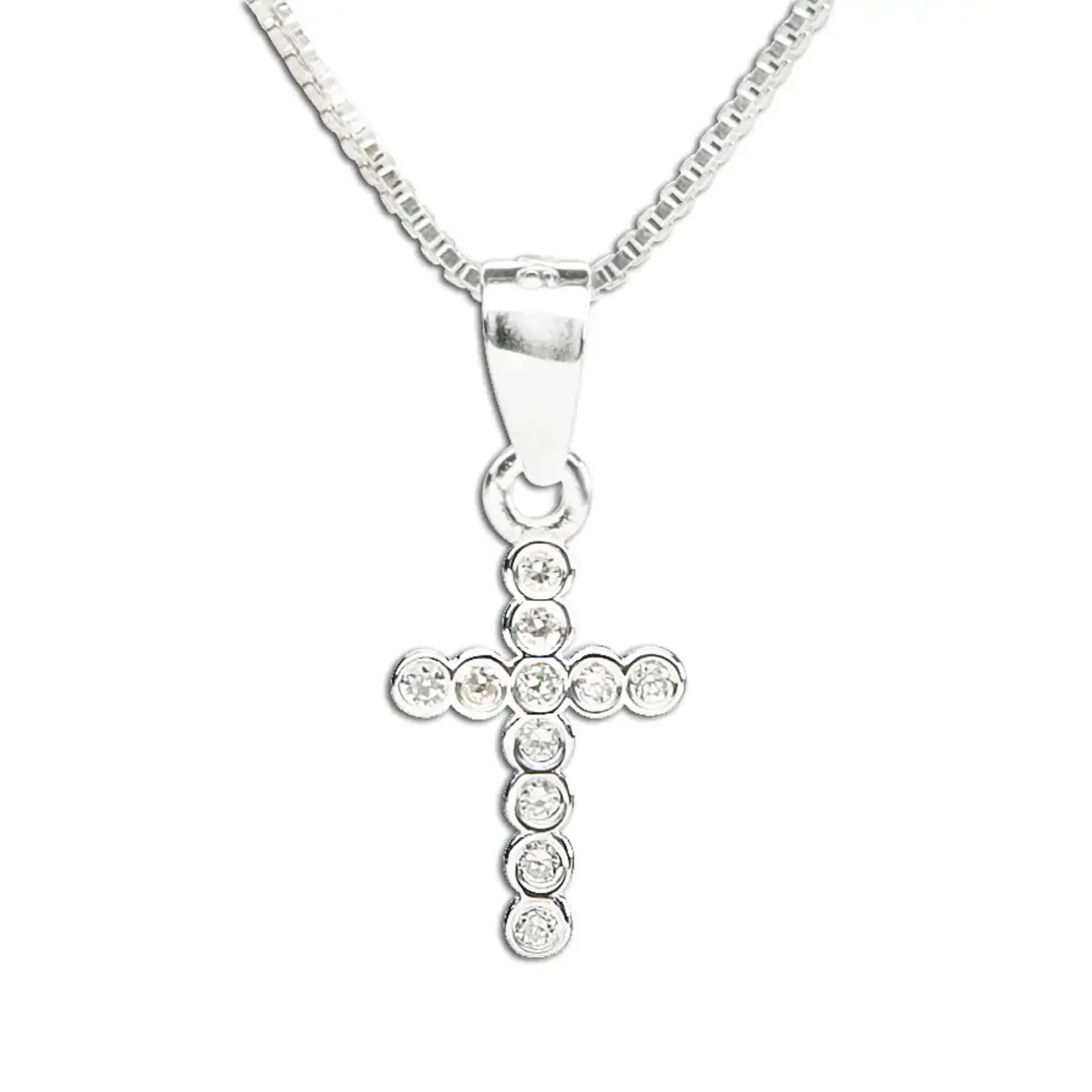 Sterling Silver Children's CZ Cross Necklace