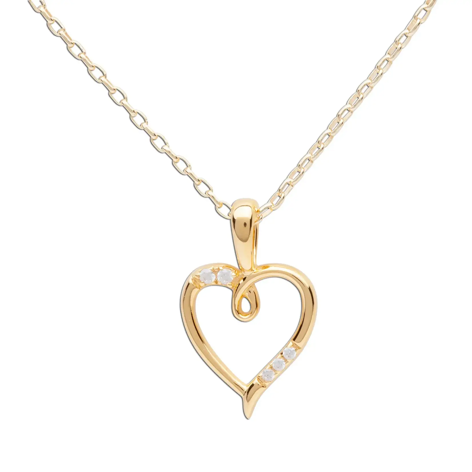 14k Gold-Plated Sterling Silver Heart Necklace with CZ