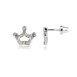 Sterling Silver CZ Tiara Screw Back Earrings