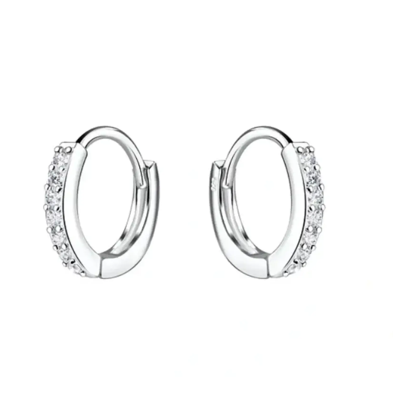 Sterling Silver Huggie Hoop Earrings with CZs