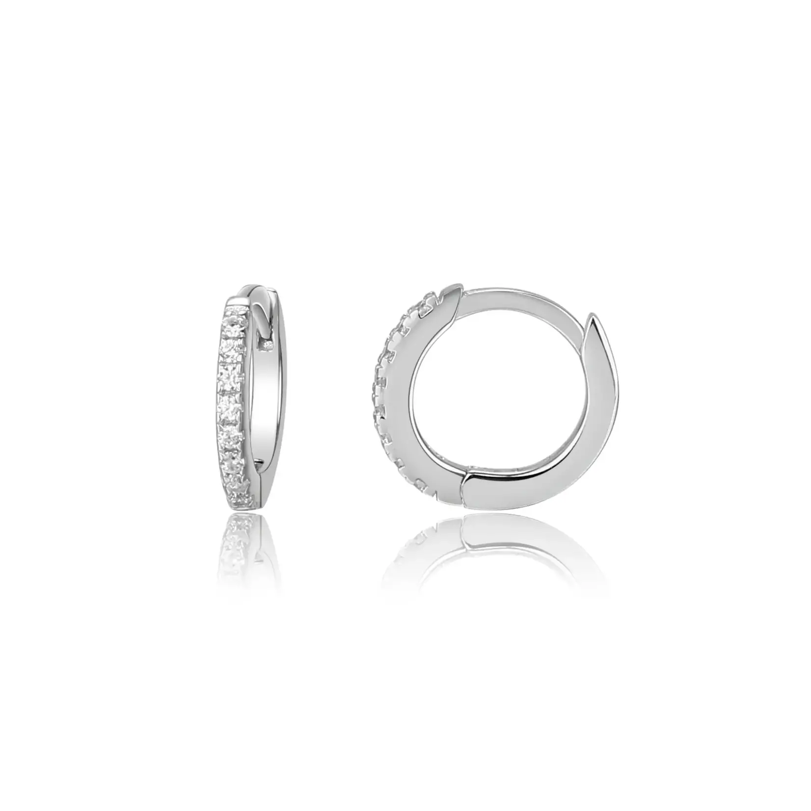 Sterling Silver Huggie Hoop Earrings with CZs