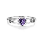 Sterling Silver Heart Birthstone Ring - February