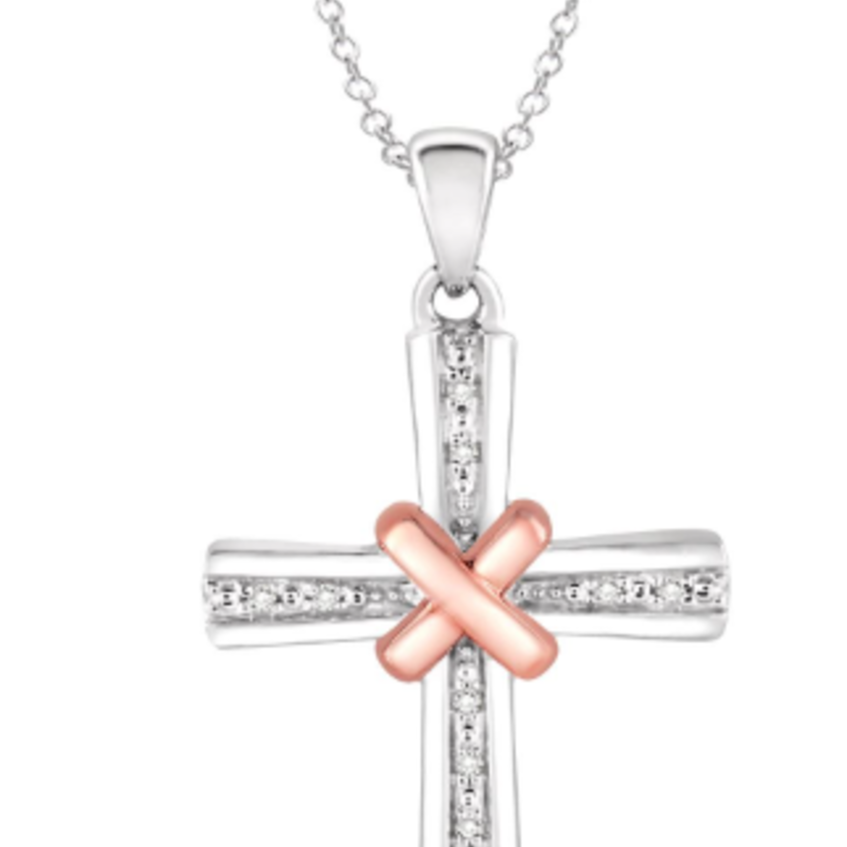 Sterling Silver Diamond Cross with Chain