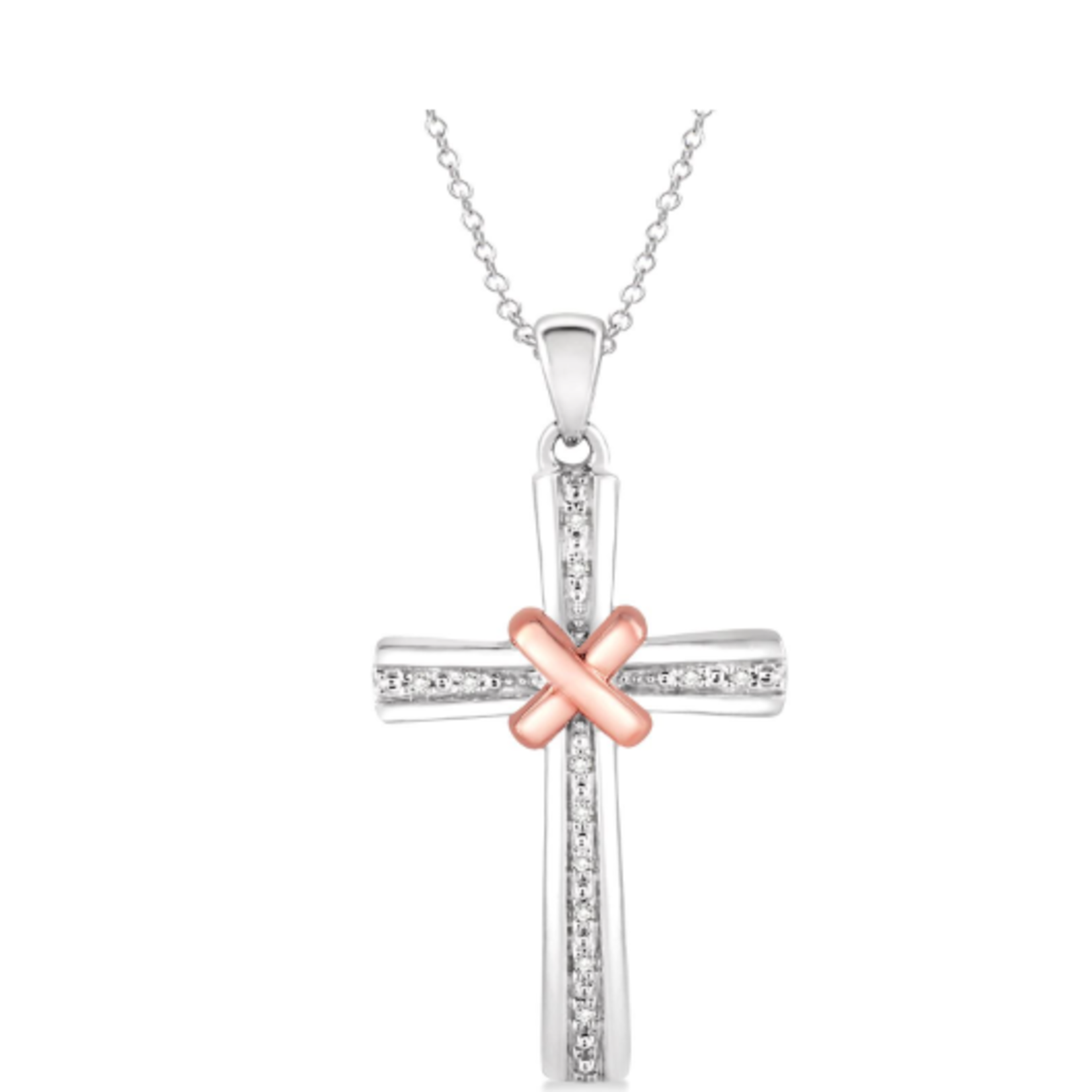 Sterling Silver Diamond Cross with Chain