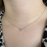 14k White Gold Diamond Oval Cluster Pendant with Chain