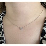 14k White Gold Diamond Oval Cluster Pendant with Chain