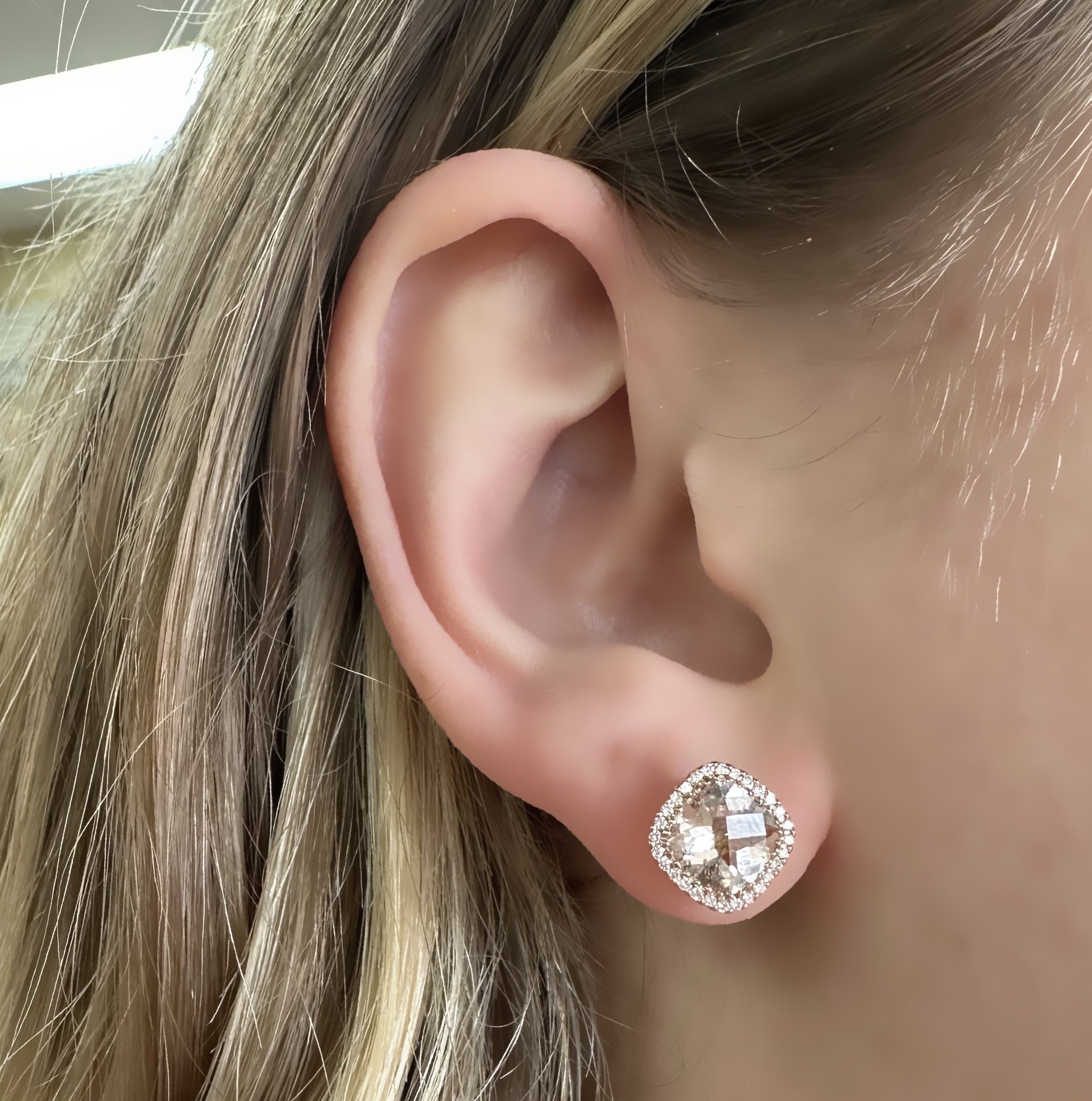 14k Rose Gold Morganite & Diamond Earrings