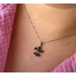 10k White Gold Black Diamond Fleur de Lis Pendant with Chain
