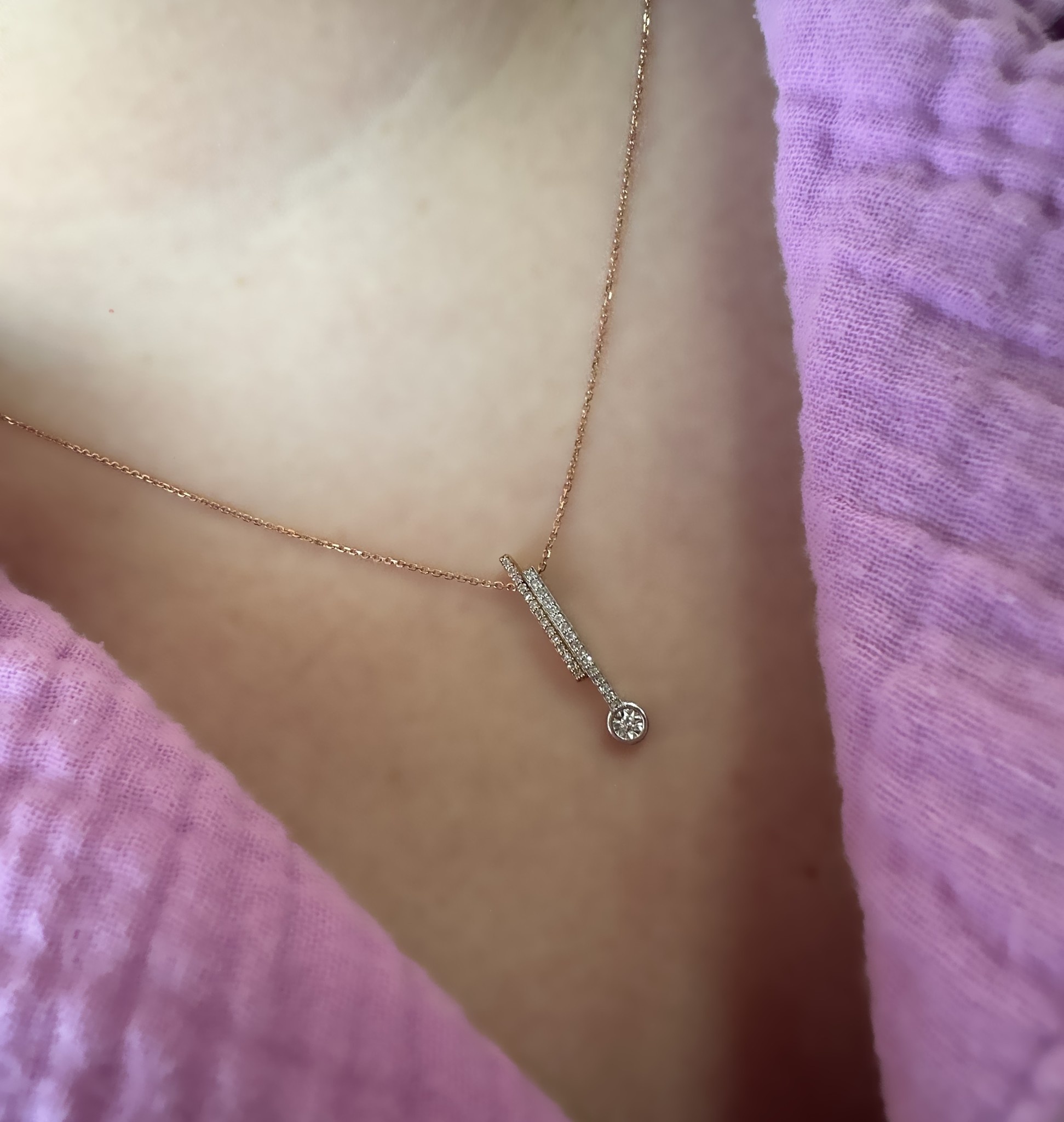 10k Two-Toned White & Rose Gold Diamond Fashion Pendant