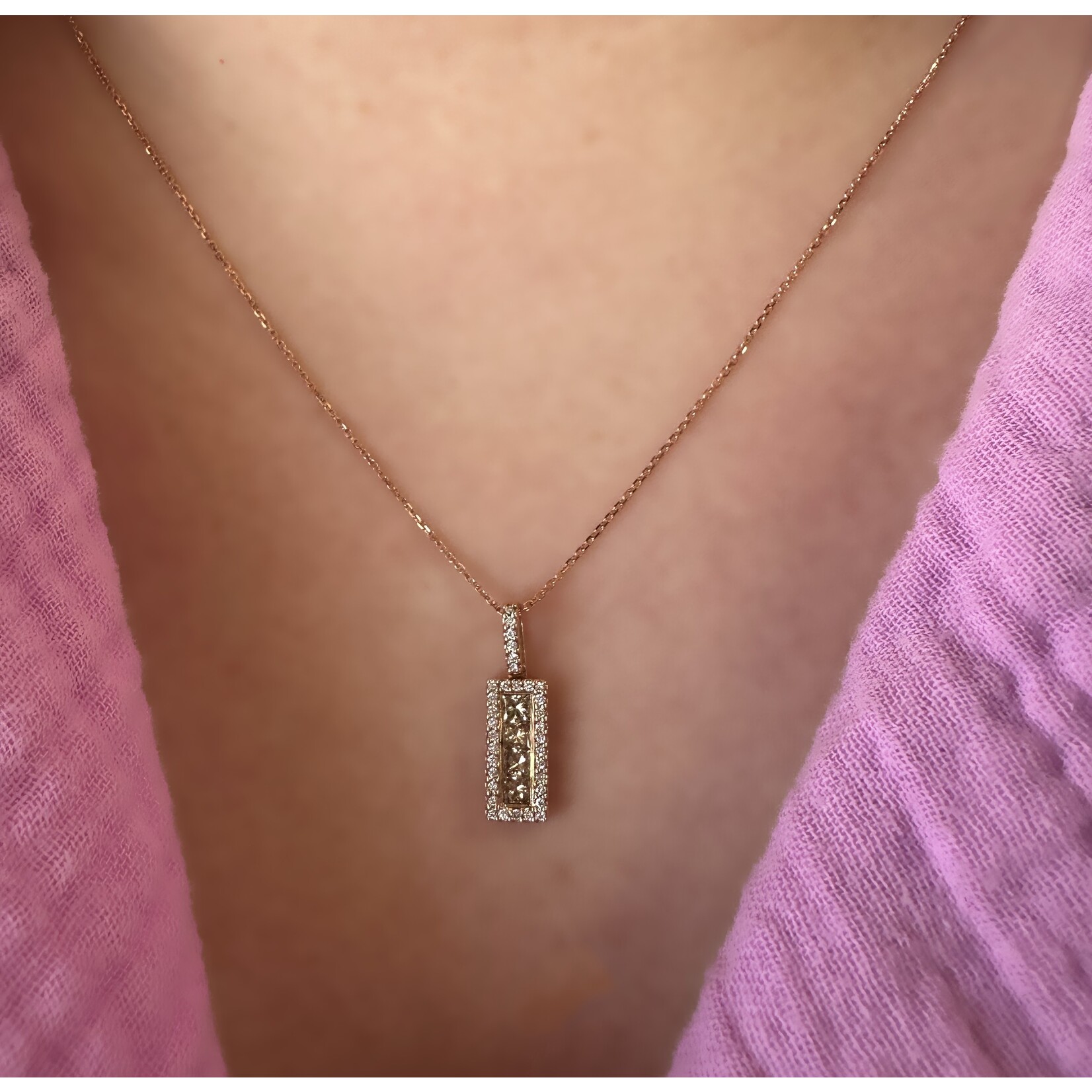14k Rose Gold Brown & White Diamond Pendant