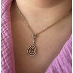 14k Two-Toned White & Rose Gold Pendant with Brown & White Diamonds