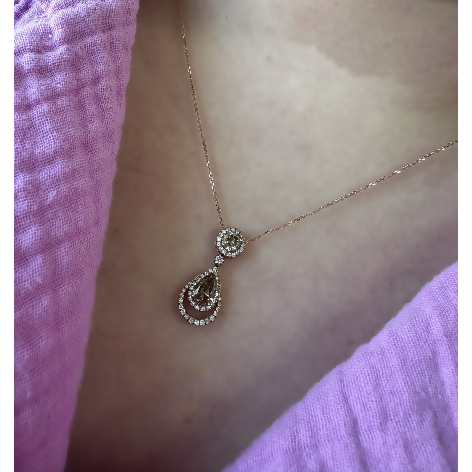 14k Rose Gold Brown & White Diamond Fashion Pendant