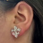 10k White Gold Diamond Fleur de Lis Earrings