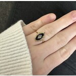 10k Yellow Gold Onyx & Diamond Ring