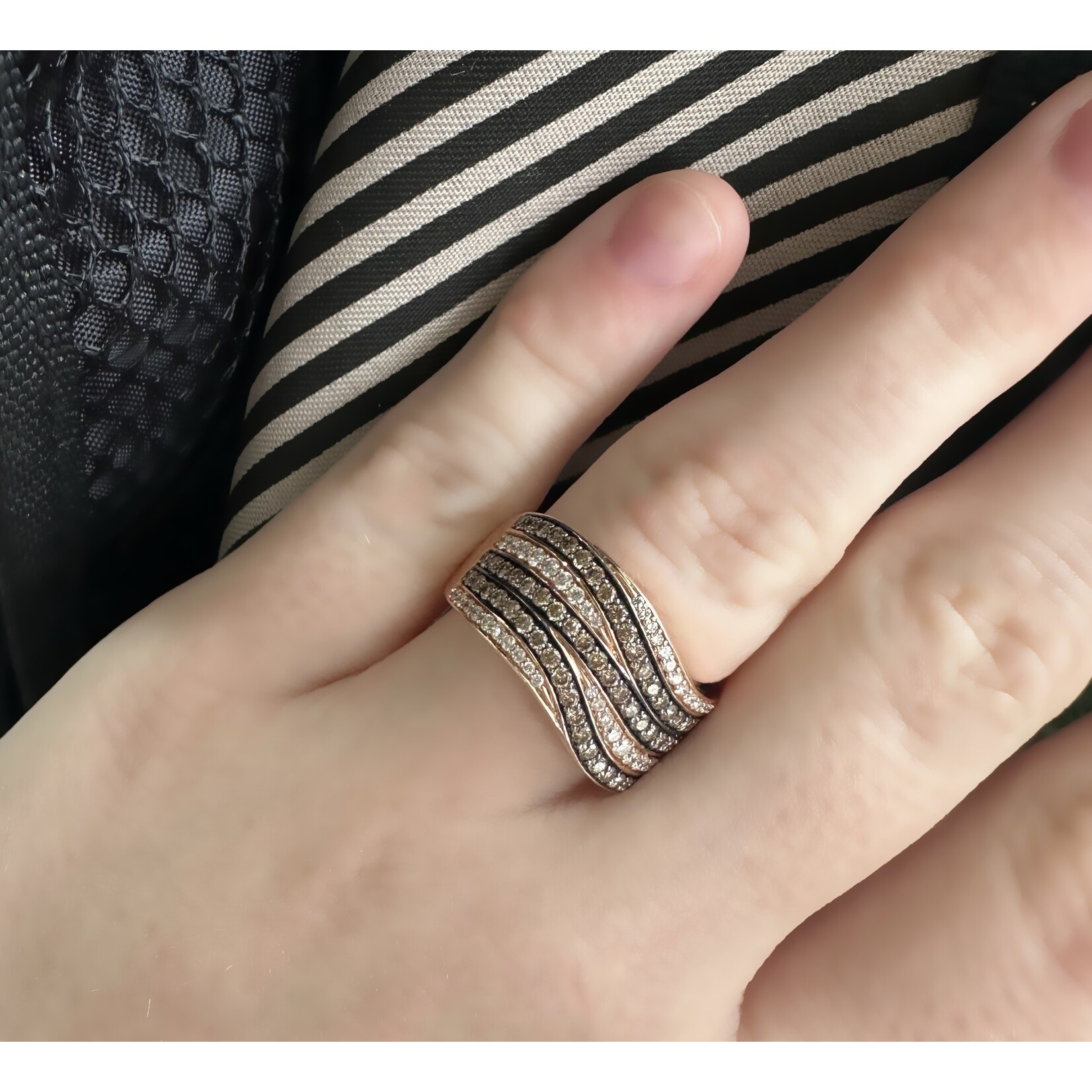 14k Rose Gold Brown & White Diamond Fashion Ring