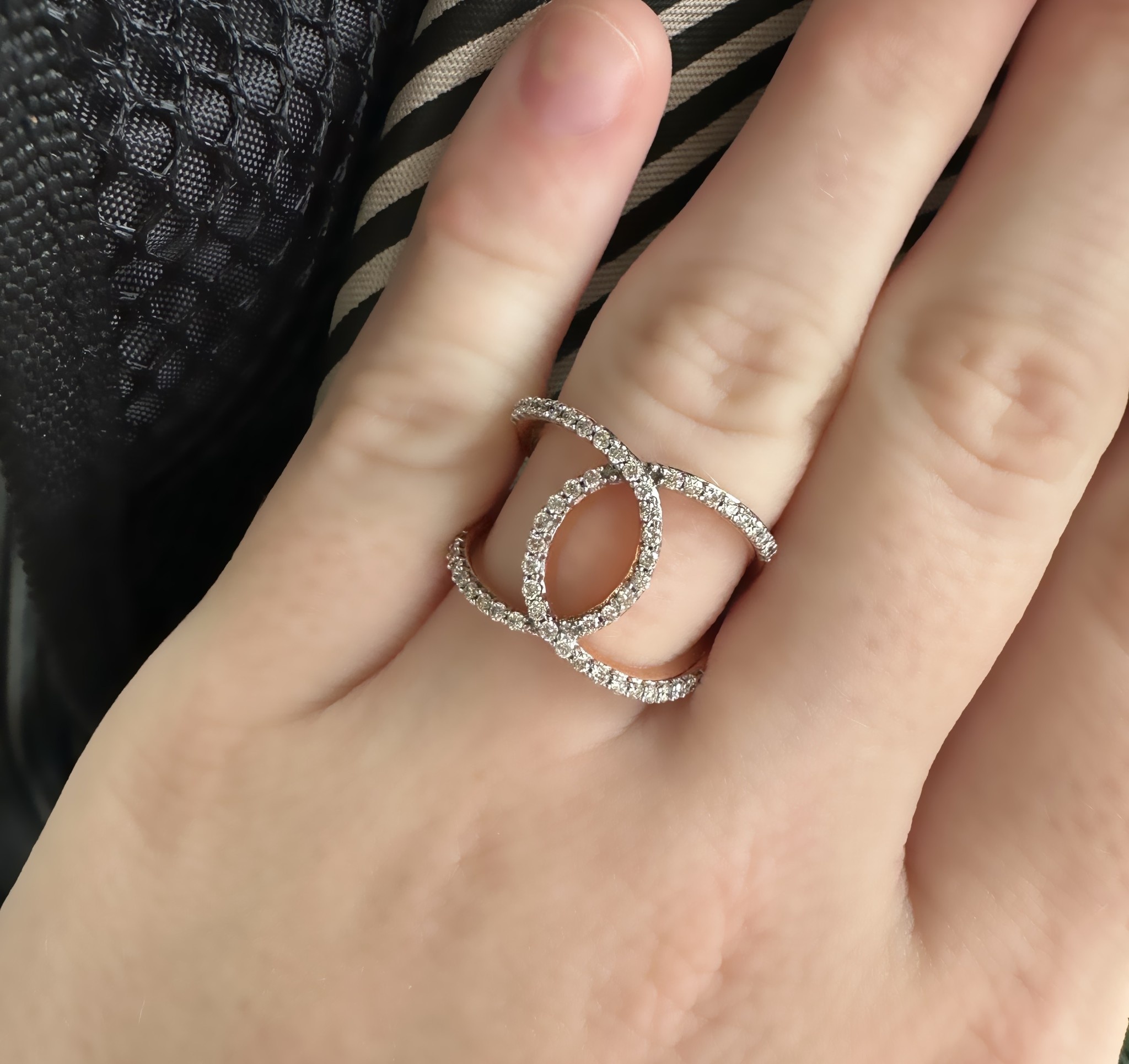 14k Rose Gold Diamond Swirl Ring