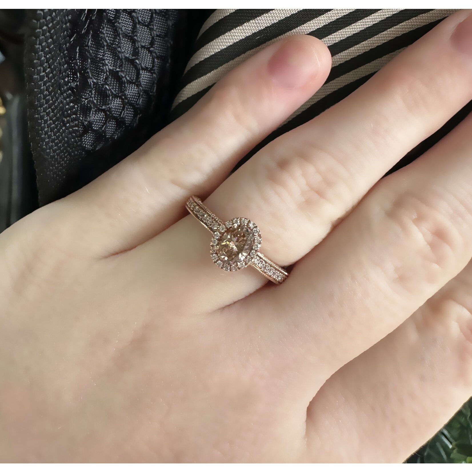 14k Rose Gold Brown & White Diamond Ring
