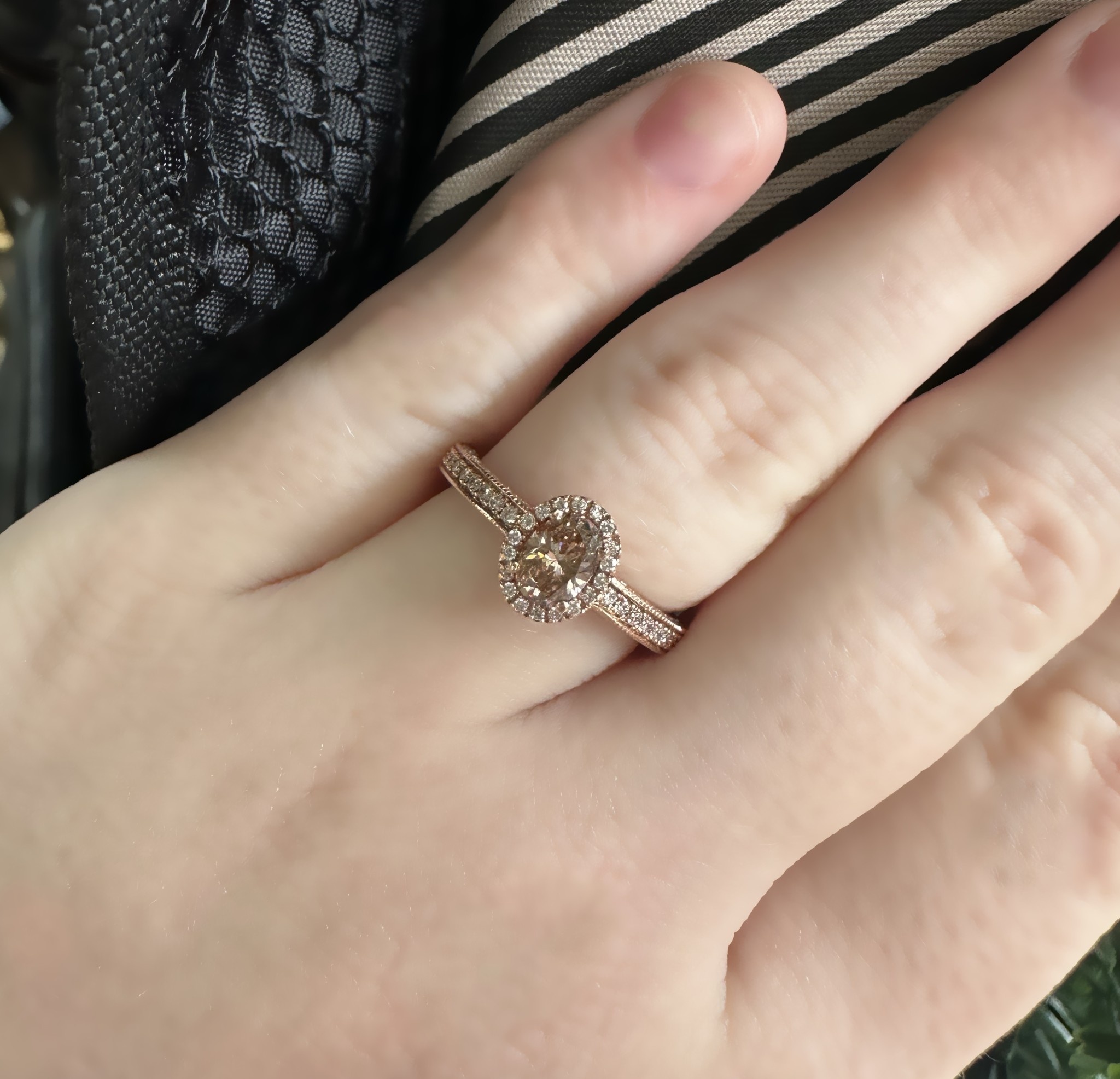 14k Rose Gold Brown & White Diamond Ring