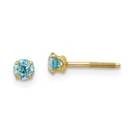 14k Yellow Gold 3mm Blue Zircon Screwback Earrings