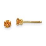 Quality Gold Inc. 14k Yellow Gold 3mm Citrine Birthstone Screwback Earrings