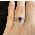 10k Pear Amethyst & Diamond Halo Ring