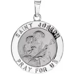14k White Gold Round St. Joseph Medal