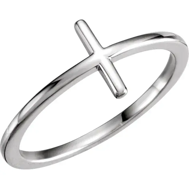 14k White Gold Sideways Cross Ring