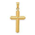 Quality Gold Inc. 14k Yellow Gold Cross with Striped Border Pendant