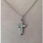 10k White Gold Diamond Cross