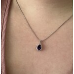 10k White Gold Pear Shape Amethyst & Diamond Pendant