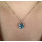 10k White Gold Blue Topaz & Diamond Pendant