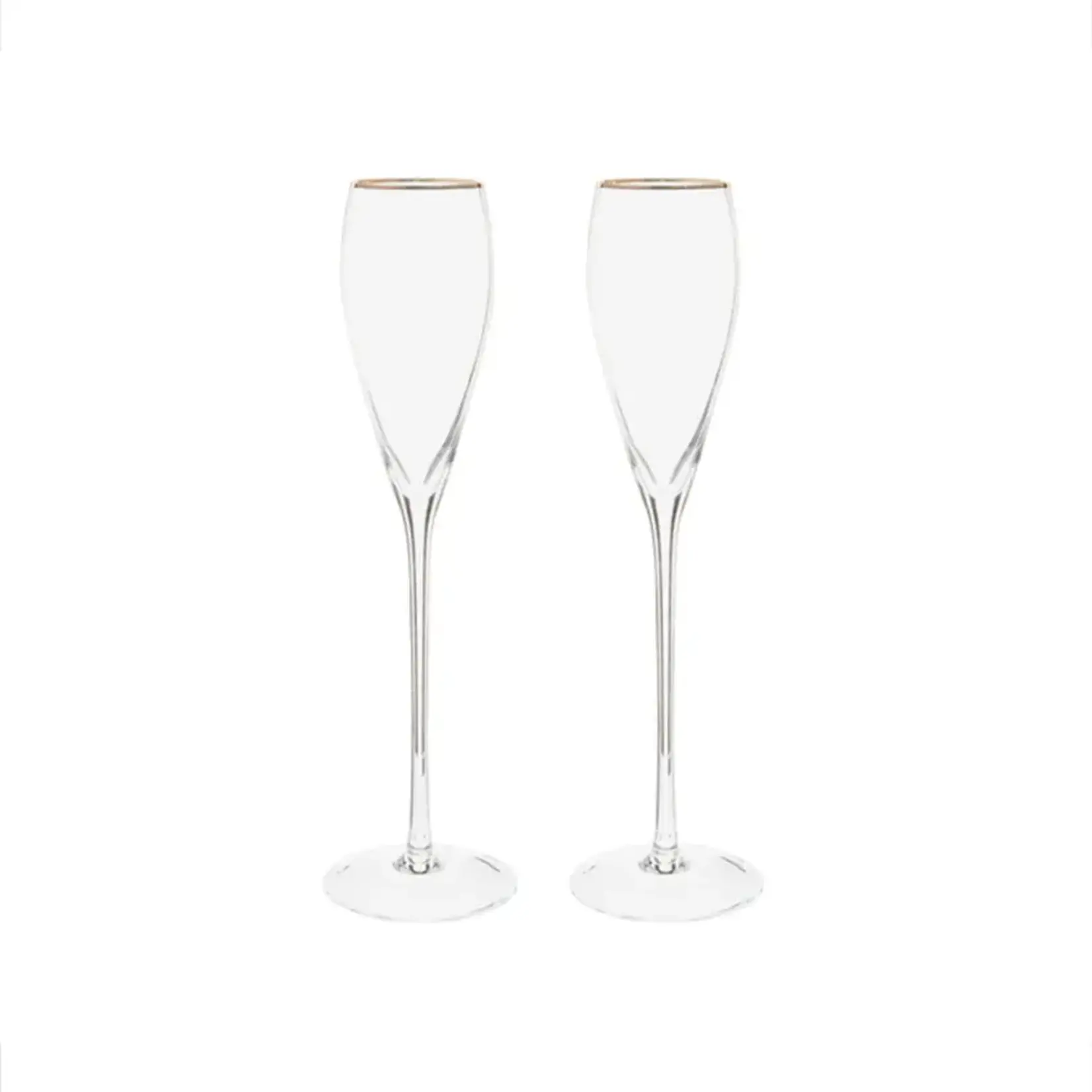 Gold-Rimmed Tapered Champagne Flutes - Set of 2