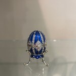 Jeweled Blue Egg Trinket Box with Necklace