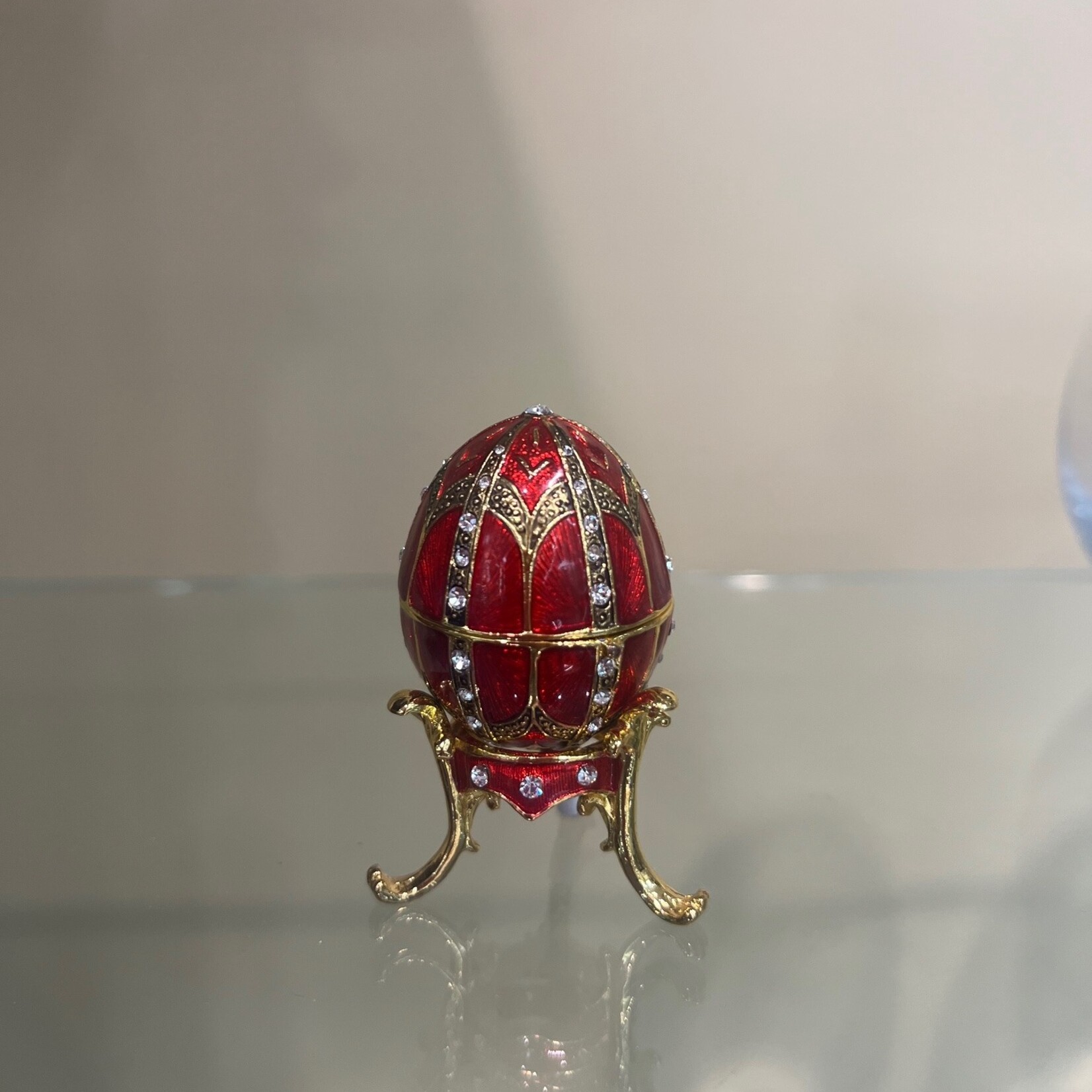 Jeweled Reg Egg Trinket Box with Necklace