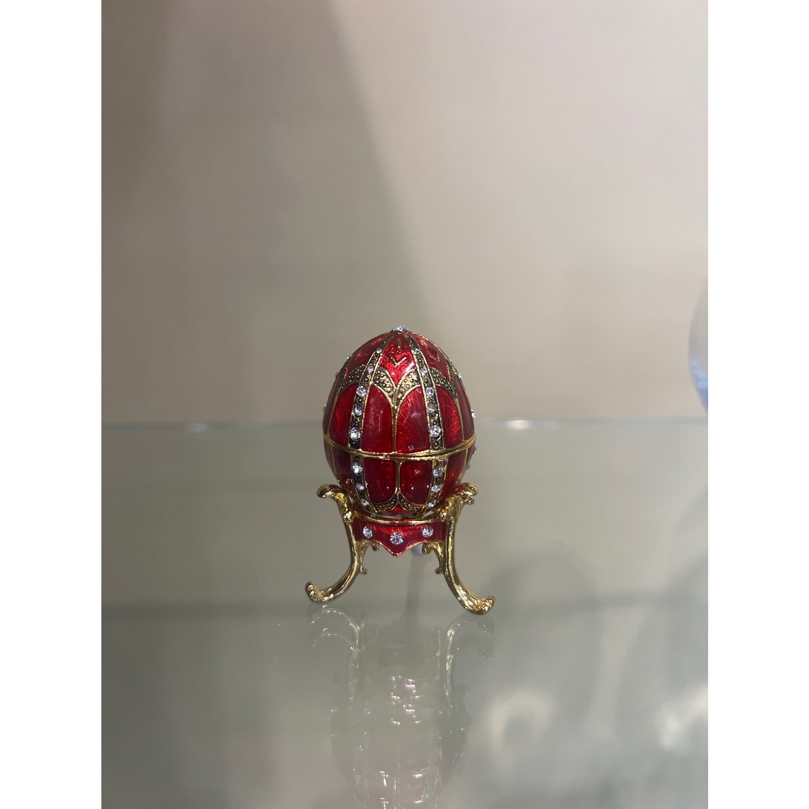Jeweled Reg Egg Trinket Box with Necklace