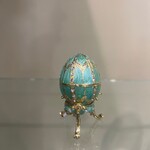 Jeweled Light Green Egg Trinket Box with Necklace