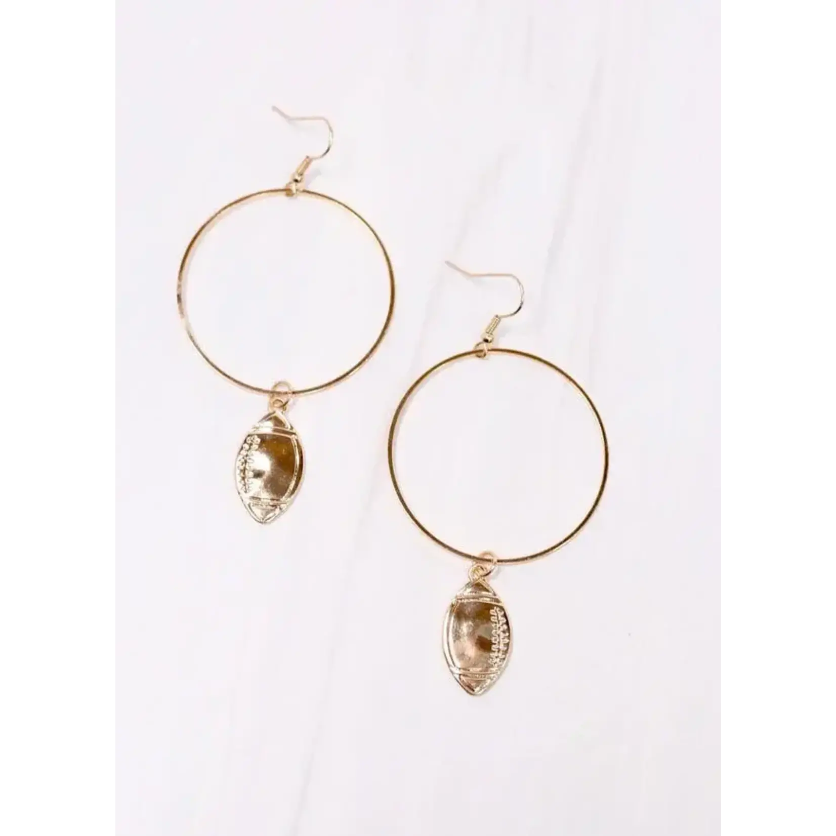 Gold-Toned Football Hoop Earrings